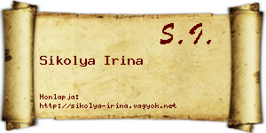 Sikolya Irina névjegykártya